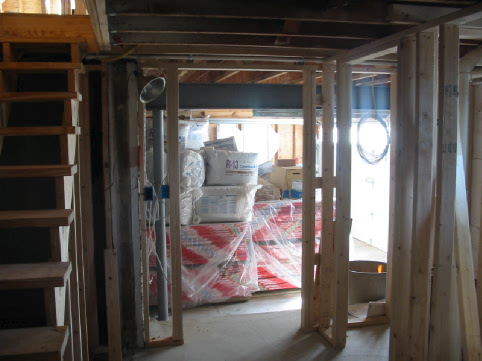 A garage full of drywall and insulation
